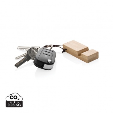 Logo trade corporate gifts image of: Standkey bamboo keychain phone stand