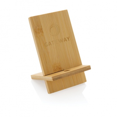 Logo trade promotional giveaway photo of: Bamboo phone stand in kraft box