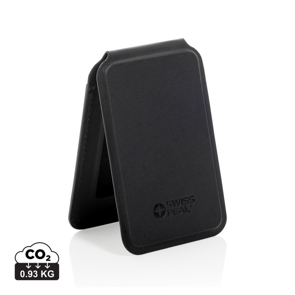 Logo trade corporate gift photo of: Magstand RCS recycled PU magnetic phone wallet with stand