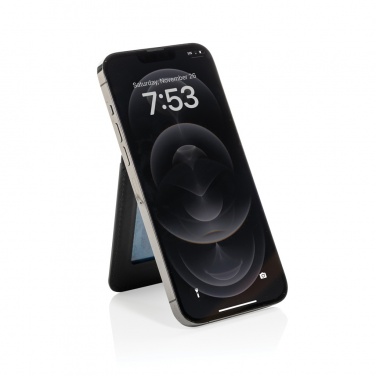 Logo trade corporate gifts picture of: Magstand RCS recycled PU magnetic phone wallet with stand