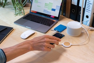 Logotrade corporate gifts photo of: 3-in-1 cable with 5W bamboo wireless charger