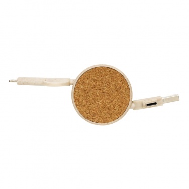 Logotrade promotional giveaway image of: Cork and Wheat 6-in-1 retractable cable
