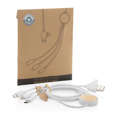 Logo trade advertising products image of: RCS recycled plastic Ontario 6-in-1 cable
