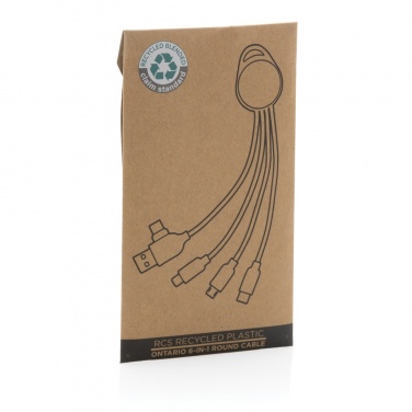 Logo trade advertising product photo of: RCS recycled plastic Ontario 6-in-1 round cable
