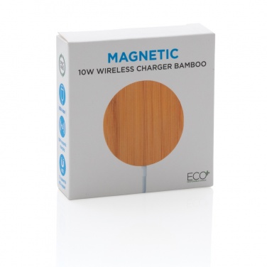 Logo trade advertising products picture of: 10W bamboo magnetic wireless charger