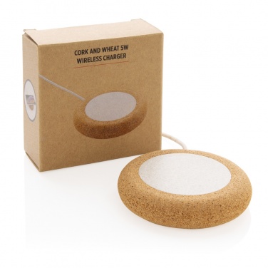 Logotrade promotional merchandise image of: Cork and Wheat 5W wireless charger