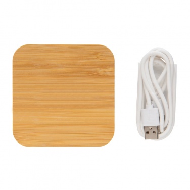 Logo trade promotional product photo of: Bamboo 5W wireless charger with USB