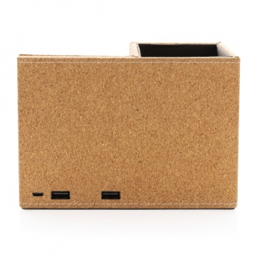 Logo trade promotional gifts image of: Cork pen holder and 5W wireless charger
