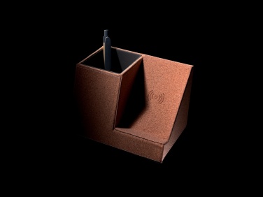 Logo trade corporate gifts picture of: Cork pen holder and 5W wireless charger