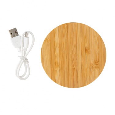 Logotrade corporate gift image of: Bamboo 5W round wireless charger