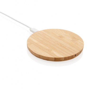 Logo trade promotional giveaway photo of: Bamboo 5W round wireless charger