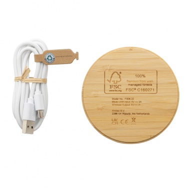 Logotrade promotional product picture of: Bamboo 5W round wireless charger