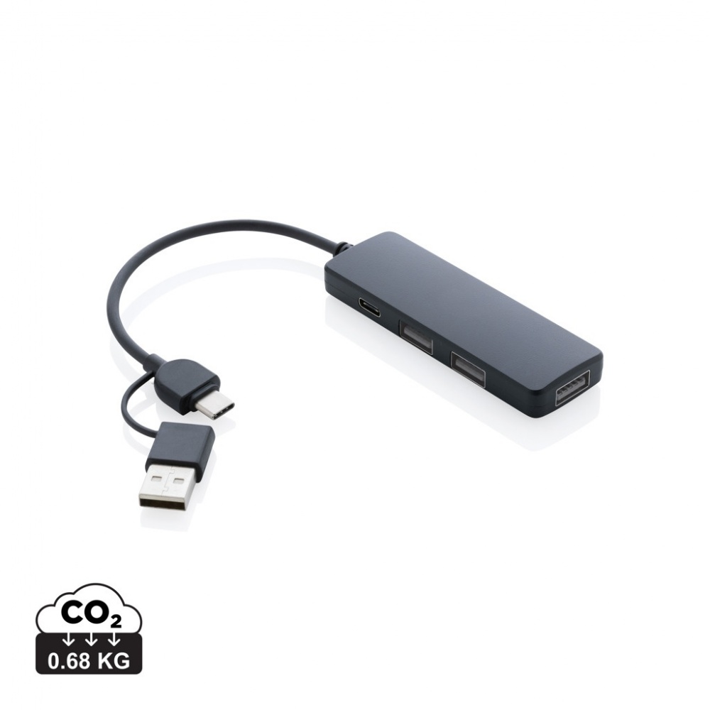 Logotrade corporate gift picture of: RCS recycled plastic USB hub with dual input