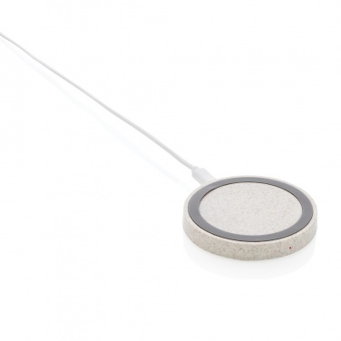 Logotrade promotional gift image of: Wheat Straw 5W round wireless charging pad