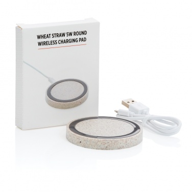Logo trade promotional items picture of: Wheat Straw 5W round wireless charging pad