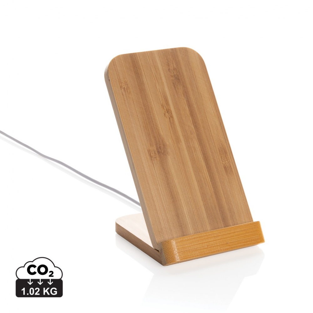 Logotrade promotional products photo of: Bamboo 5W wireless charging stand