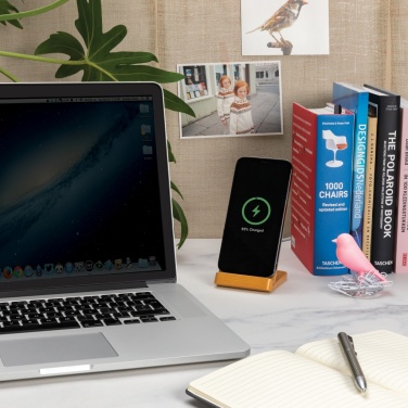 Logo trade advertising product photo of: Bamboo 5W wireless charging stand