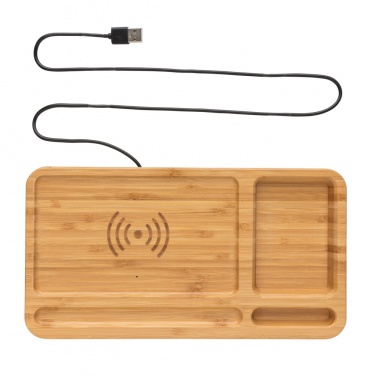 Logotrade corporate gift picture of: Bamboo desk organiser 10W wireless charger