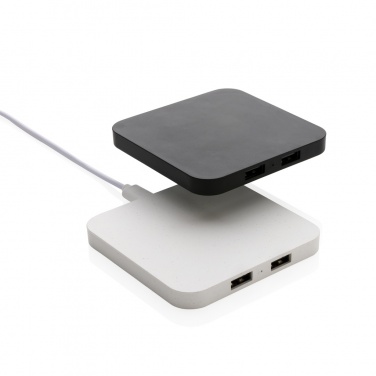 Logotrade corporate gift image of: RCS recycled plastic 10W Wireless charger with USB Ports