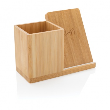Logo trade promotional gifts picture of: Calgary bamboo 10W wireless charger