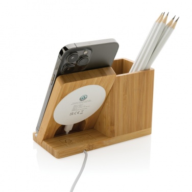 Logotrade promotional gift image of: Calgary bamboo 10W wireless charger