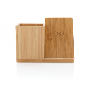 Logo trade promotional giveaways image of: Calgary bamboo 10W wireless charger