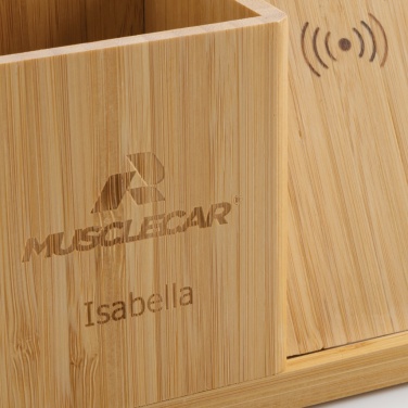 Logo trade promotional gifts picture of: Calgary bamboo 10W wireless charger