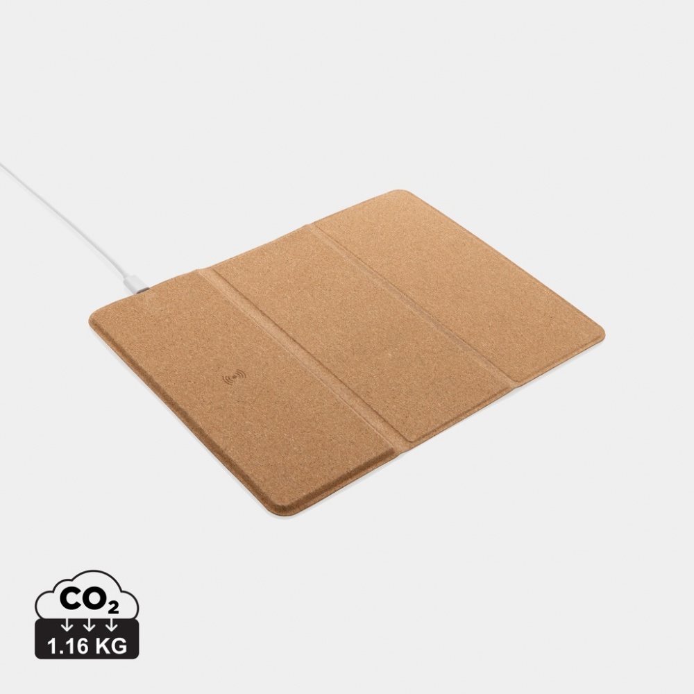 Logotrade promotional giveaway picture of: 10W wireless charging cork mousepad and stand