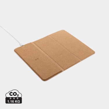 Logo trade promotional items picture of: 10W wireless charging cork mousepad and stand