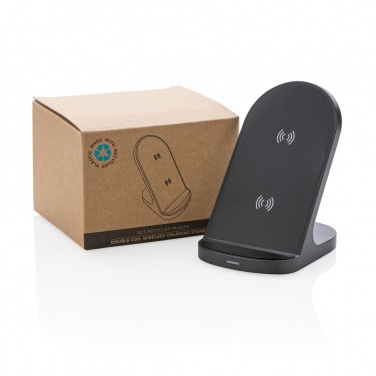Logo trade promotional product photo of: RCS recycled plastic double coil wireless stand 15W