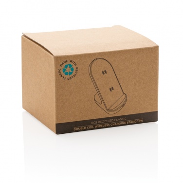 Logotrade advertising product picture of: RCS recycled plastic double coil wireless stand 15W