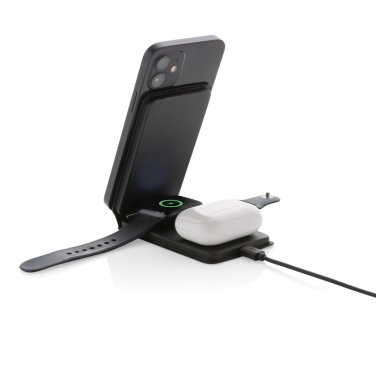 Logo trade promotional items image of: Swiss Peak RCS rPU 15W  3-in-1 magnetic wireless charger