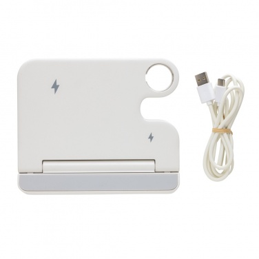 Logo trade promotional products image of: Joltz RCS recycled plastic dual 15W charger with iWatch slot