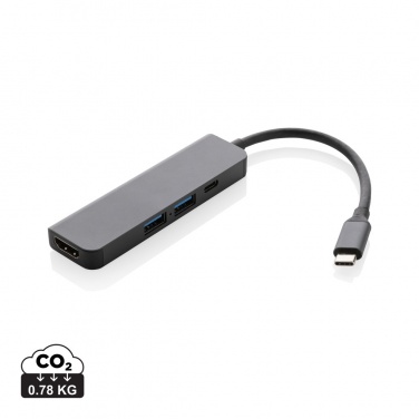 Logo trade corporate gifts picture of: Terra RCS recycled aluminum hub with HDMI input