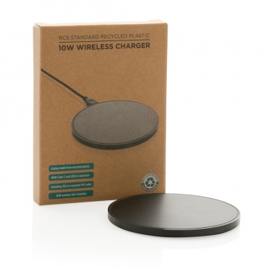 Logo trade corporate gift photo of: RCS standard recycled plastic 10W wireless charger