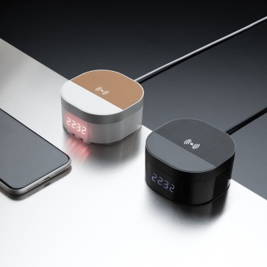 Logo trade promotional gifts image of: Aria 5W Wireless Charging Digital Clock