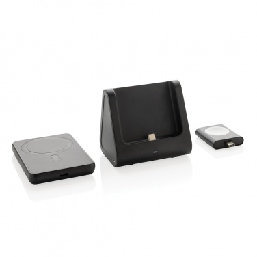 Logo trade promotional product photo of: Powerbase RCS recycled plastic 3 in 1 charger with powerbank