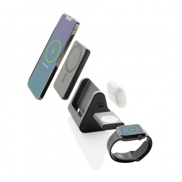 Logotrade promotional gift image of: Powerbase RCS recycled plastic 3 in 1 charger with powerbank