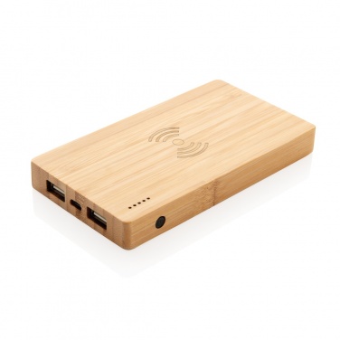 Logo trade corporate gifts picture of: Bamboo 4.000 mAh wireless 5W Powerbank