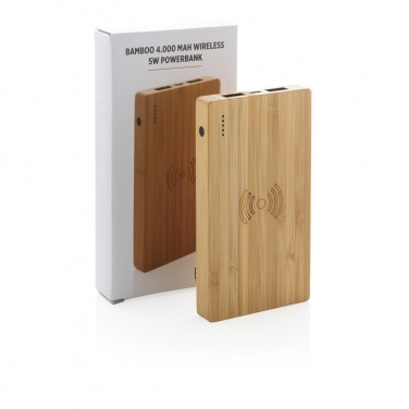 Logotrade promotional product image of: Bamboo 4.000 mAh wireless 5W Powerbank