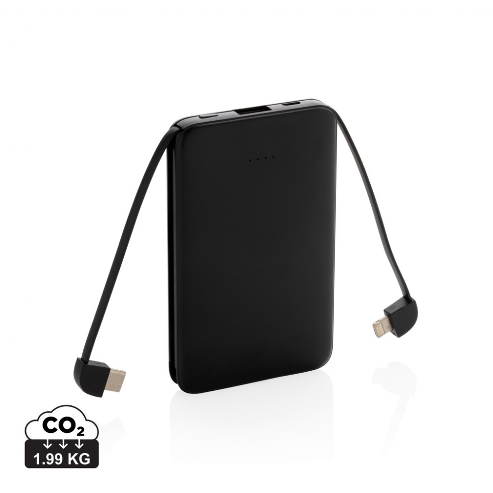 Logo trade corporate gifts picture of: 5.000 mAh Pocket Powerbank with integrated cables