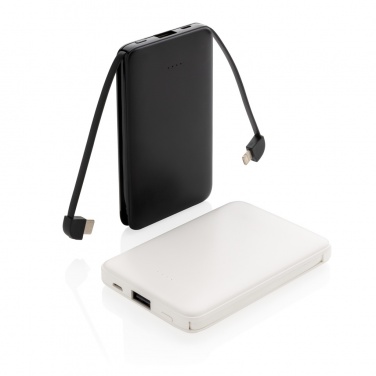 Logo trade promotional items image of: 5.000 mAh Pocket Powerbank with integrated cables