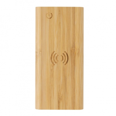 Logo trade promotional merchandise photo of: Bamboo 8.000 mAh 5W wireless powerbank