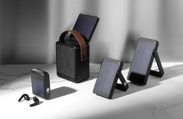 Logo trade corporate gifts picture of: Skywave RCS rplastic solar powerbank 5000 mAh 10W wireless