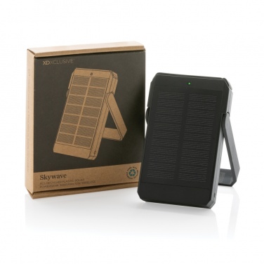 Logo trade promotional gifts image of: Skywave RCS rplastic solar powerbank 5000 mAh 10W wireless