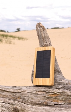 Logotrade promotional merchandise image of: Sunwick 10.000 mAh Bamboo solar powerbank