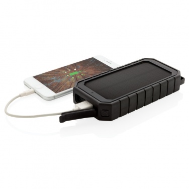 Logo trade promotional gifts picture of: RCS recycled plastic Solar powerbank with 10W Wireless