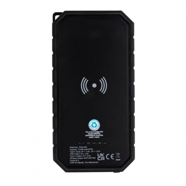Logotrade promotional product image of: RCS recycled plastic Solar powerbank with 10W Wireless