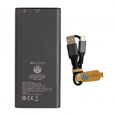 Logo trade promotional product photo of: Terra RCS recycled 20W aluminium powerbank 20.000 mAh