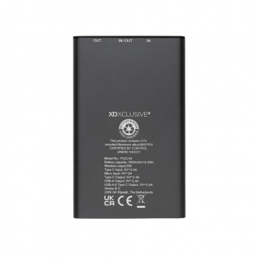 Logo trade business gifts image of: Terra RCS recycled aluminium 5000 mAh powerbank 5W wireless